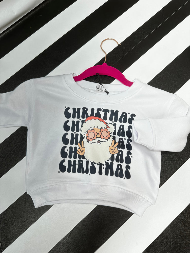 Santa Peace Sign White Sweatshirt RTS 12-18 mos