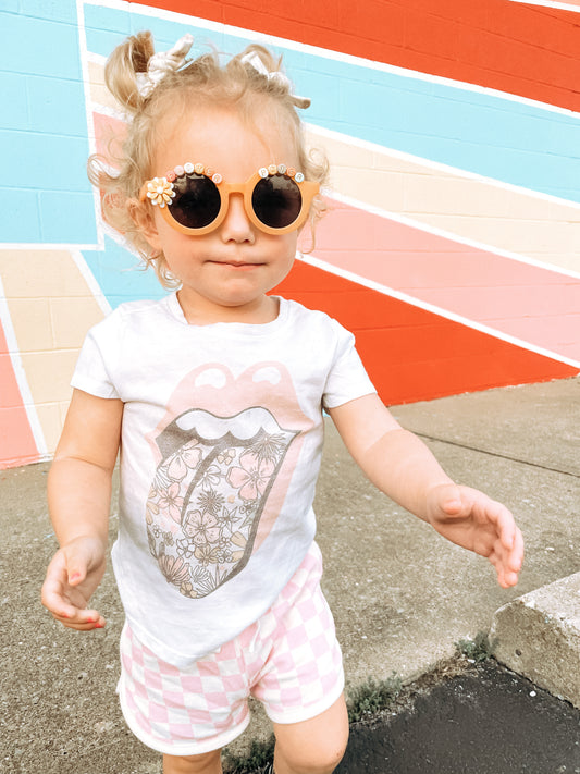 Retro Floral Rolling Stones T-Shirt Toddler/Youth