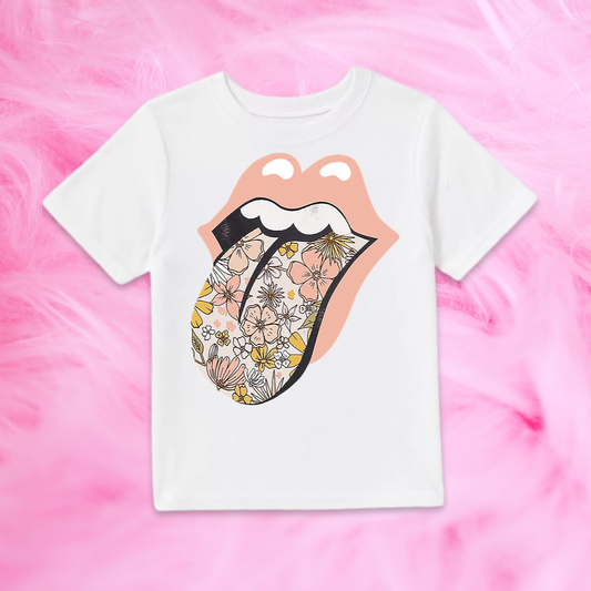 Retro Floral Rolling Stones T-Shirt Toddler/Youth